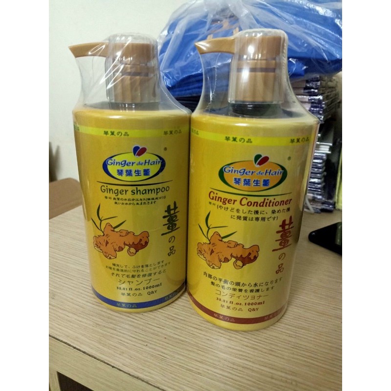 [ Ginger Chính Hãng ] Tặng Tinh Dầu - Cặp Dầu Gội Xả Gừng Cao Cấp Ginger De Hair Nhật Bản 1000ml x 2