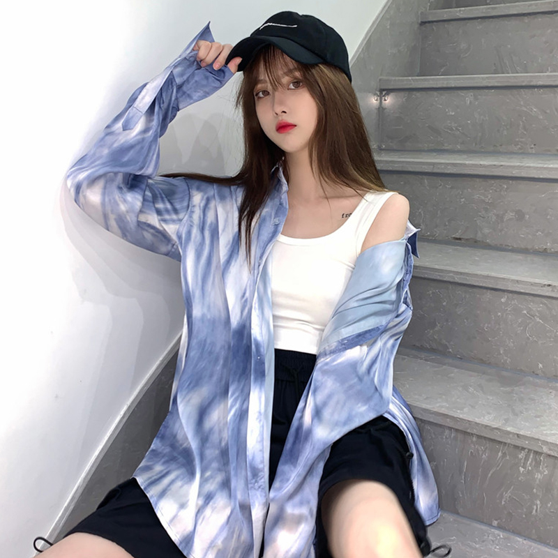Women Shirt Lapel Korean Fashion Printing Long Sleeves Loose Casual | BigBuy360 - bigbuy360.vn