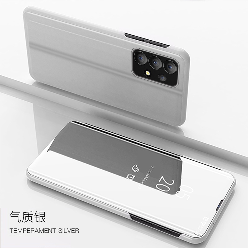 Ốp Điện Thoại Nắp Gập Tráng Gương Trong Suốt Thông Minh Sang Trọng Cho Samsung Galaxy A13 A23 A33 A53 A73 S22 Ultra