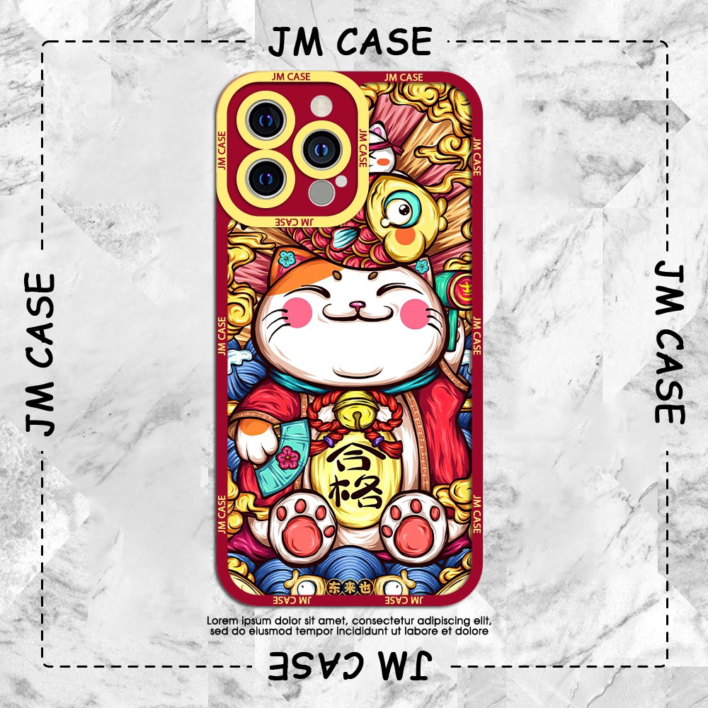 Ốp lưng iphone cạnh vuông JM CASE Mèo thần tài cá chép vàng may mắn 6/6pl/6s/6spl/7/7pl/8/8pl/x/xs/11/12/13/pro/max