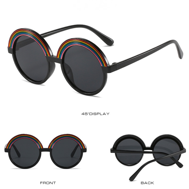 Kính Mát Tròng Tròn Chống Tia UV Hình Cầu Vồng Dễ Thương Cho Bé