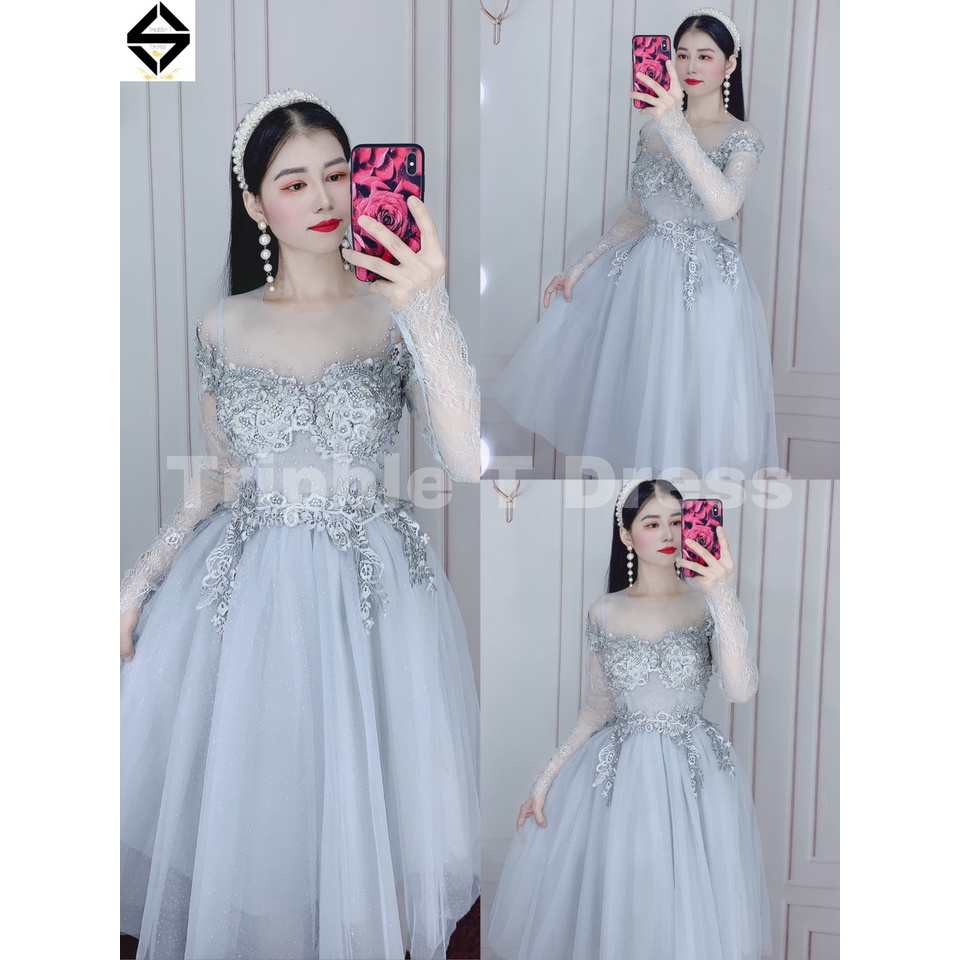 Đầm dự tiệc công chúa tay dài sang trọng 4 lớp xòe TRIPBLE T DRESS - size M/L - MS293V