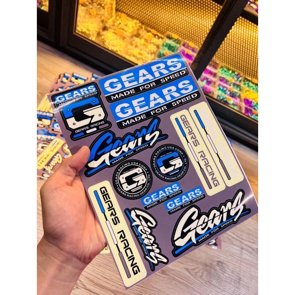 Sét Tem GEARS Thương Hiệu Phuộc Dán Trang Trí Xe