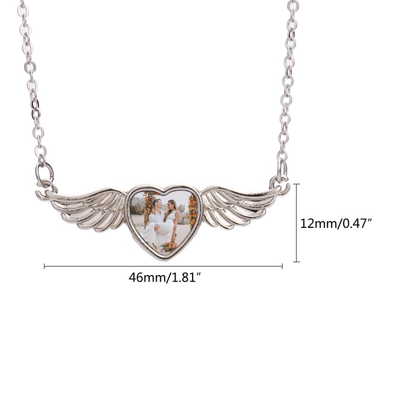 Mặt Vòng cổ Chuyển Nhiệt Hình Trái Tim Đôi Cánh Độc Đáo