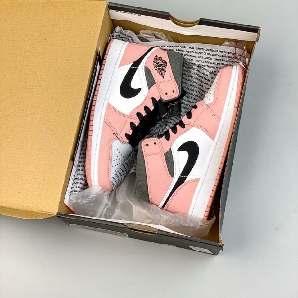 Giày thể thao JD1 Jordan 1 Mid Hồng Cổ cao Cao Cấp Nhập Khẩu bản JD Pink Black