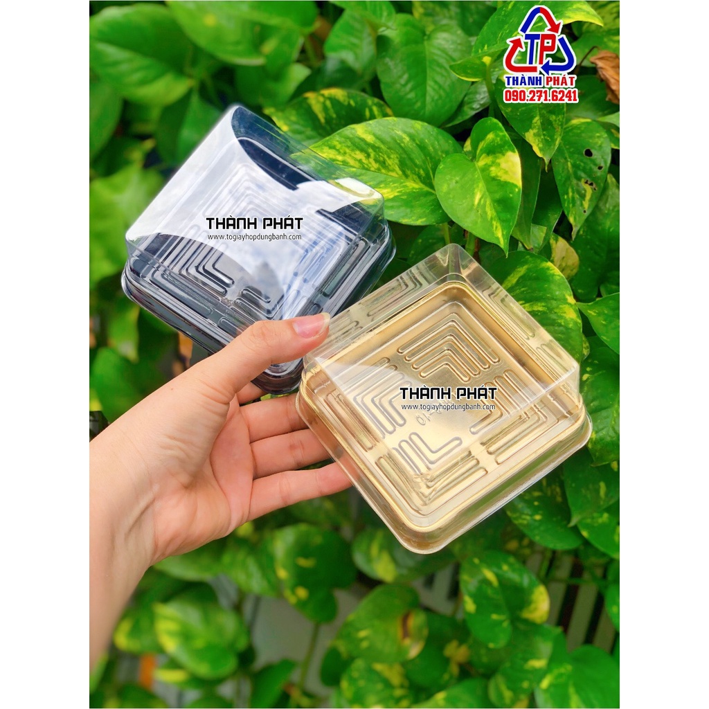 50 Hộp nhựa vuông XY10-10 đựng bánh trung thu 180g -200g- 250g