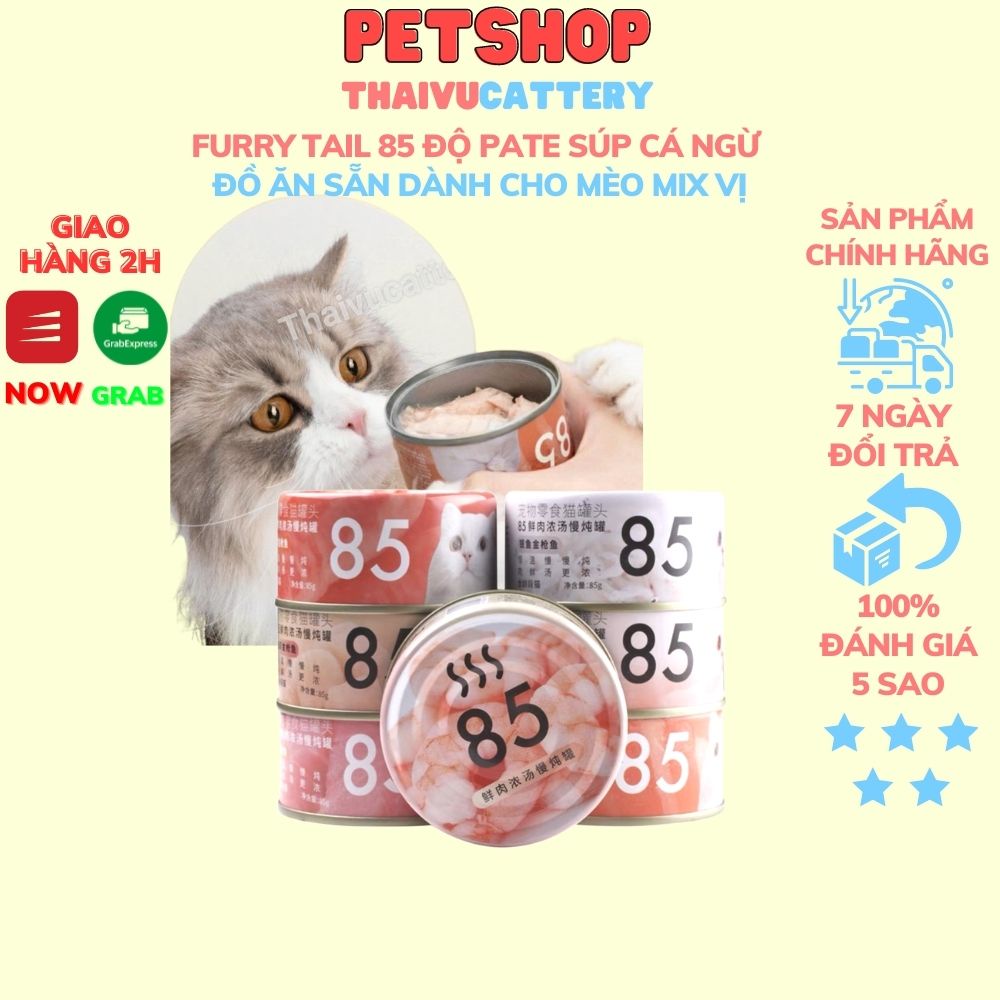 [Mã FMCG0404 giảm 10% đơn 350k] Furry Tail 85 Độ Pate Súp Cá Ngừ Đồ Ăn Sẵn Dành Cho Mèo Mix Vị