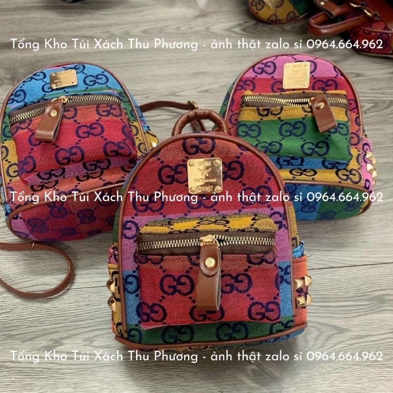 Balo mini, balo cầu vồng nhiều màu in chữ hàng đẹp size 20 siêu xinh