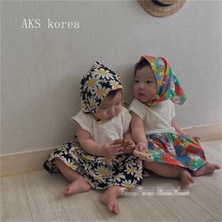Bộ áo liền quần phối khăn choàng cổ phong cách Hàn Quốc dễ thương cho bé gái
