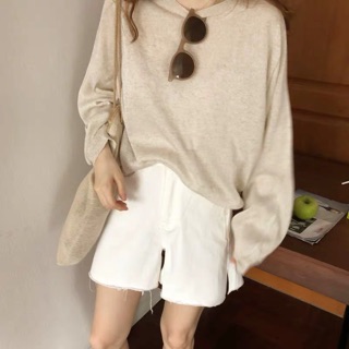 [ Order ] Ulzzang / áo len mỏng 2 màu trắng ,vàng
