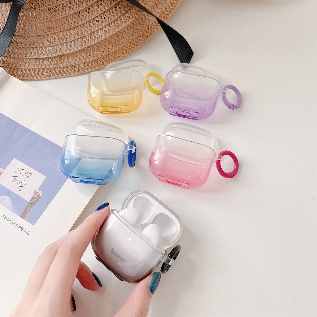 Vỏ Bảo Vệ Hộp Sạc Tai Nghe Không Dây Baseus Bowie E3 TWS Bằng Silicon TPU Mềm Trong Suốt Chống Sốc Chống Rơi Kèm Móc Treo