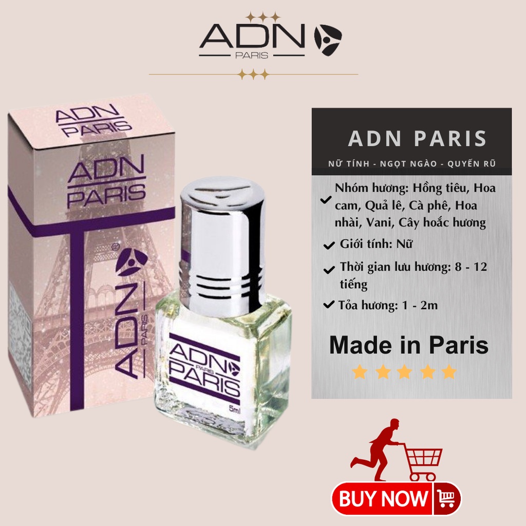 Nước Hoa Nữ PARIS ADN hàng chính hãng - Chai 5ml thời gian lưu hương từ 8-12 tiếng