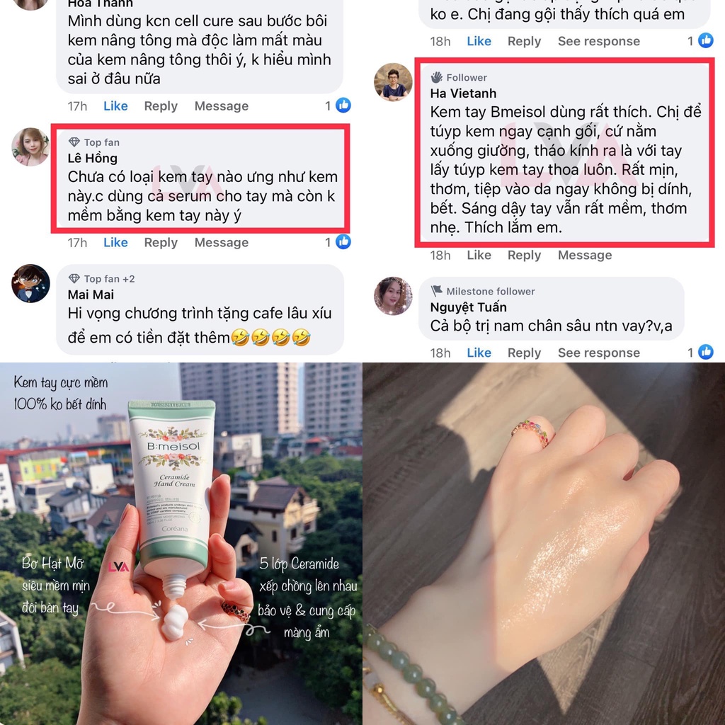 Kem dưỡng da tay mềm mịn, trắng da B:meisol Ceramide Hand Cream 100ml