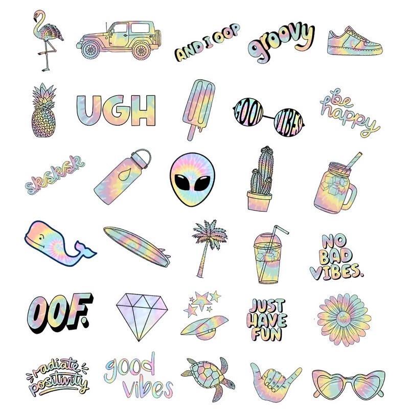 Sticker cute màu cầu vồng chống thấm nước