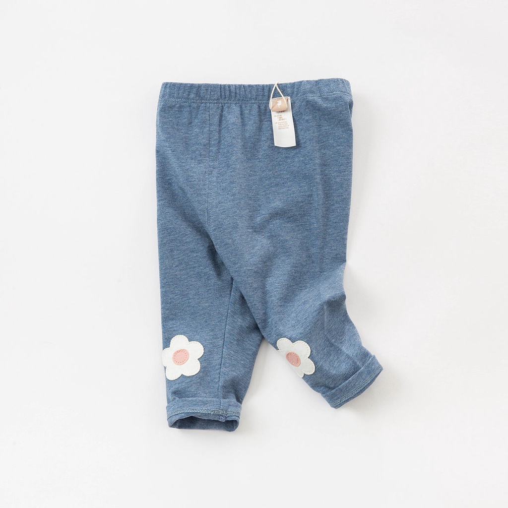 Quần Legging Dài Vải Cotton Họa Tiết Hoa Dễ Thương Cho Bé Gái