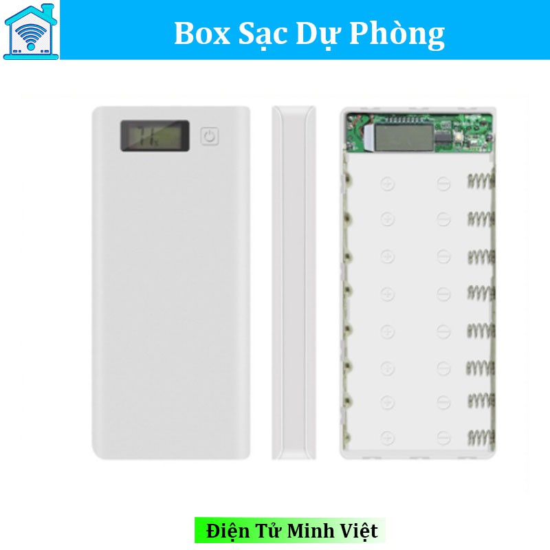 Box sạc dự phòng lắp 8 cell 18650 vỏ nhựa màn LCD màu ngẫu nhiên