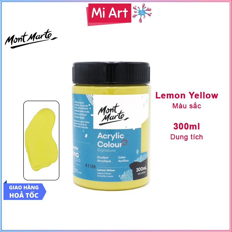 Màu Acrylic Mont Marte 300ml - Lemon Yellow - Acrylic Colour Paint Signature 300ml (10.1oz) - MSCH3002