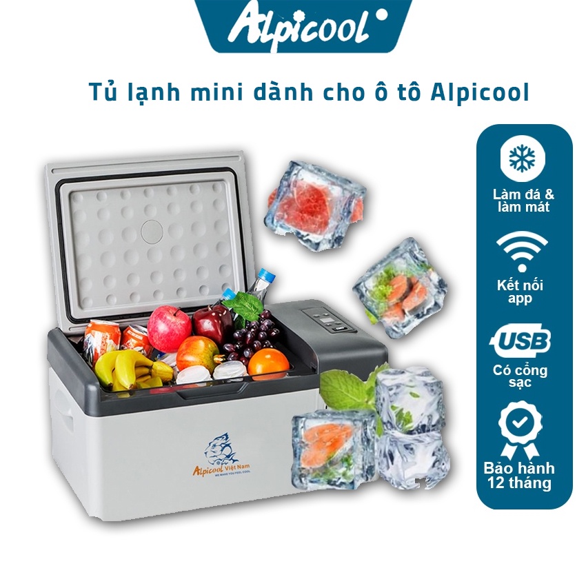 Tủ lạnh mini dành cho ô tô Alpicool C9 dung tích 9 lít, 15 lít, 22 lít điều khiển bằng điện thoại, công nghệ Đức