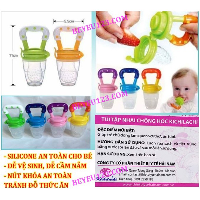 Túi nhai silicone ăn dặm chống hóc Kichilachi (Công nghệ Nhật) (Không kèm kẹp xích)