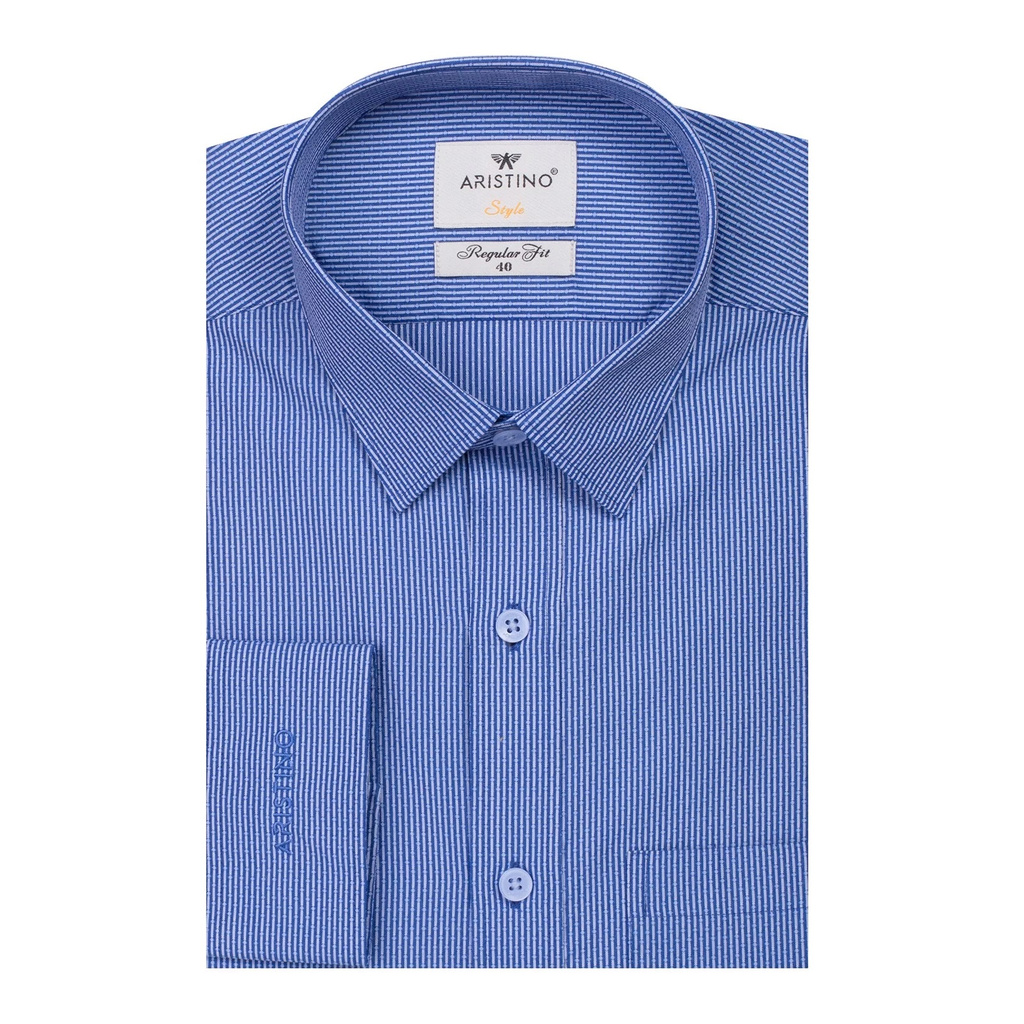 Áo Sơ Mi Nam Dài Tay ARISTINO ALS53808 Somi Công Sở Cao Cấp Màu Xanh Sọc Chấm Dọc Vải Sợi Tre Dáng Suông Có Túi | BigBuy360 - bigbuy360.vn