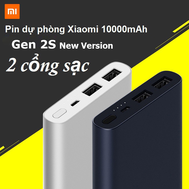 Sạc Dự Phòng Xiaomi Mi Gen 2S 10000mAh - Pin sạc dự phòng Polymer 10.000mAh Xiaomi Mi Power Bank 2 - BH lỗi 1 đổi 1