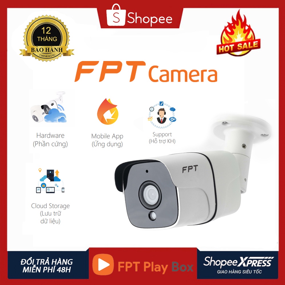 Camera FPT Ngoài Trời Full HD 1080 - Cảm biến hình ảnh Sony - Góc nhìn 102*- Tặng kèm gói Icloud 14 tháng