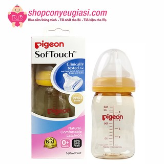 Bình Sữa Pigeon Soft Touch PPSU Plus 160ml - Size SS 0m+