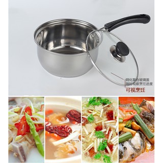 Nồi Nấu Bột, Nấu Cháo Đồ Ăn Dặm Cho Bé Inox 304 Size 18 cm Dày Dặn, Cao Cấp - Hàng Loại 1