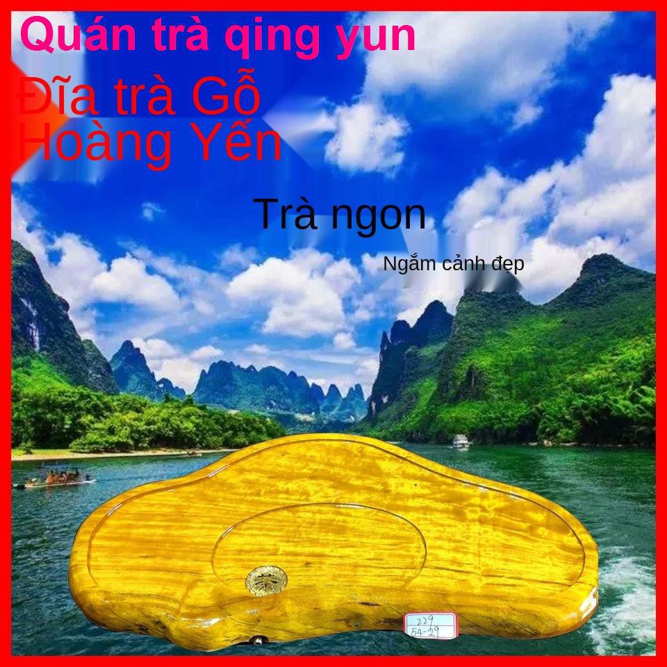 bình pha> tấm trà gỗ rắn mới lụa vàng nanji Đặt bàn Kungfu Trung Quốc khay với thoát nước