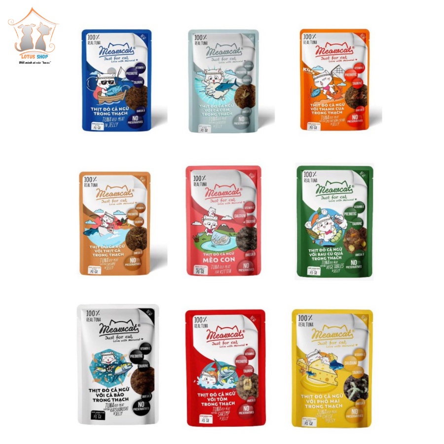 1 thùng x 48 gói Pate thạch cá ngừ Meowcat cho mèo - gói 70gr