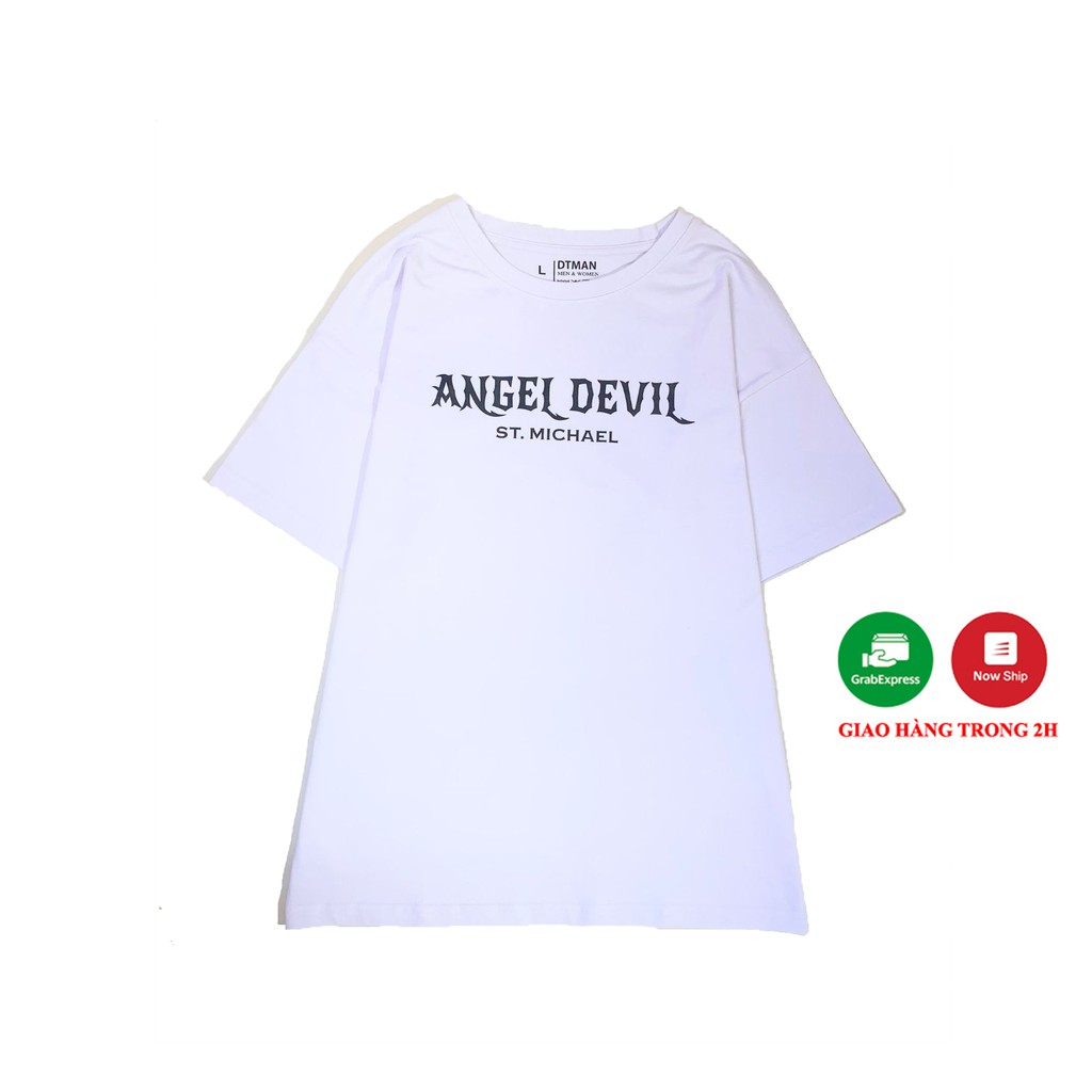 Áo thun form rộng in hình Angel Devil phông tay lỡ Unisex nam nữ cotton tee oversize