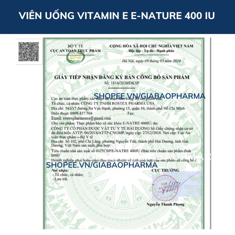 Vitamin E Natre 400IU hỗ trợ làm đẹp da,chống lão hoá - Hộp 30 viên