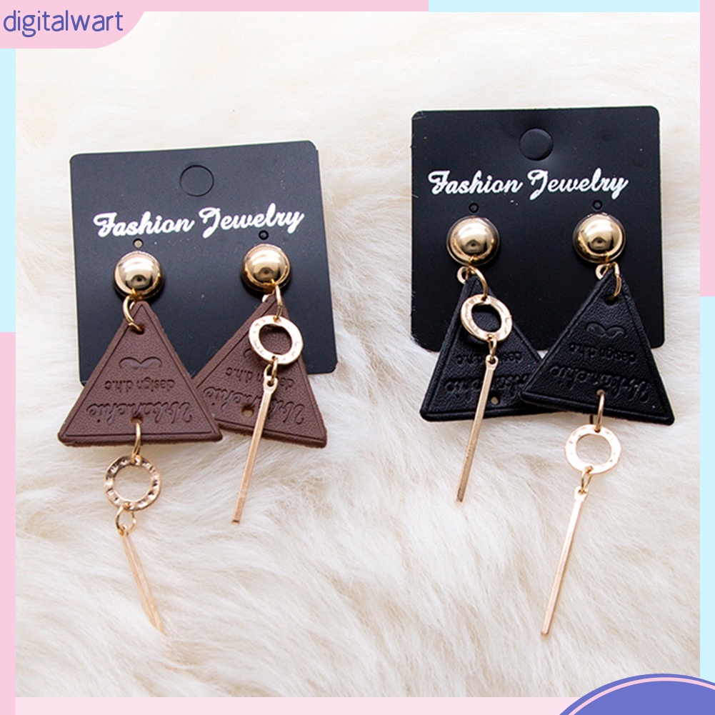 Đôi bông tai phối họa tiết da khắc chữ thời trang cho nữ