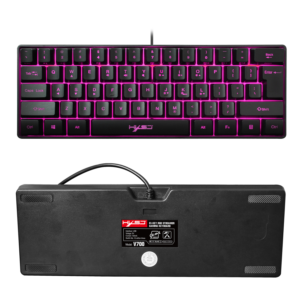 【Ready Stock】 Gaming Keyboard RGB Lighting 61-key  Keyboard Multiple Shortcut Key Combinations 【queen2019】