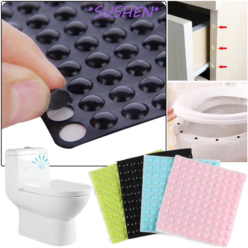 Set 100 miếng cao su silicon mềm đệm tay nắm cửa/nắp toilet chống va chạm/chống trượt/chống sốc màu xanh dương/đen