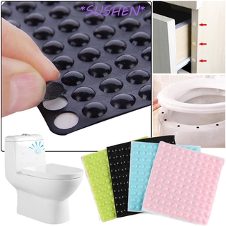 Set 100 miếng cao su silicon mềm đệm tay nắm cửa/nắp toilet chống va chạm/chống trượt/chống sốc màu xanh dương/đen