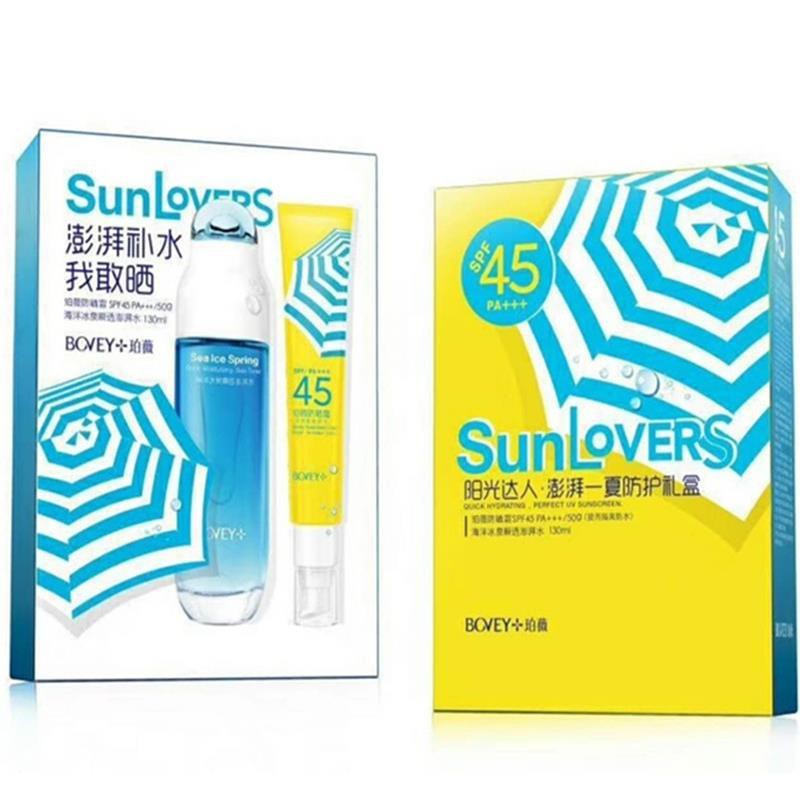 Bovey Sunshine Daren Surging Hộp quà tặng bảo vệ mùa hè Bộ kem chống nắng cách ly Ocean Ice Spring Water