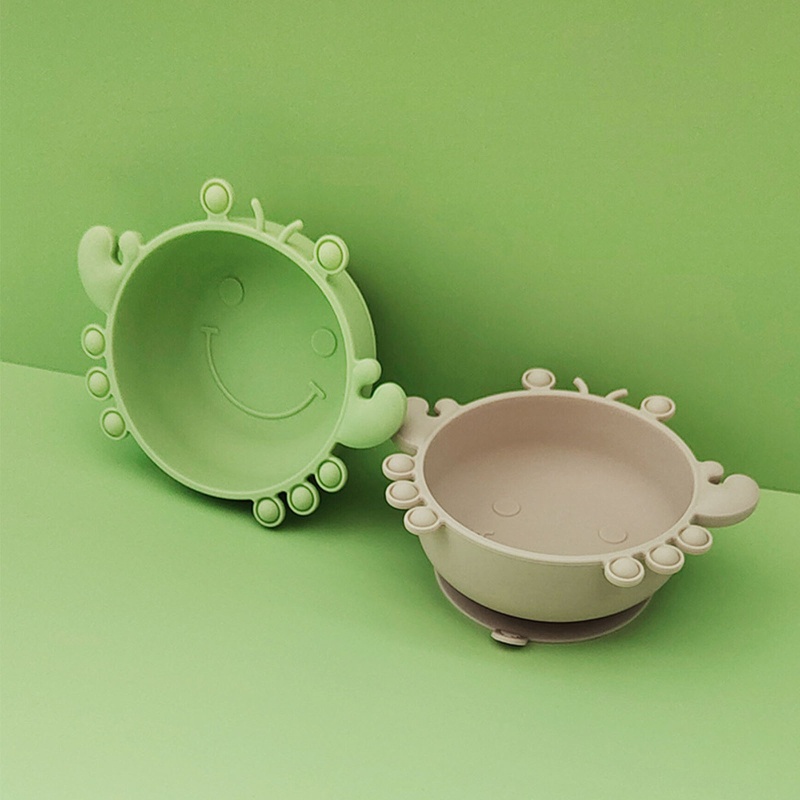 Bát Ăn Dặm Bằng Silicon Hình Cua Hoạt Hình Dễ Thương Cho Bé