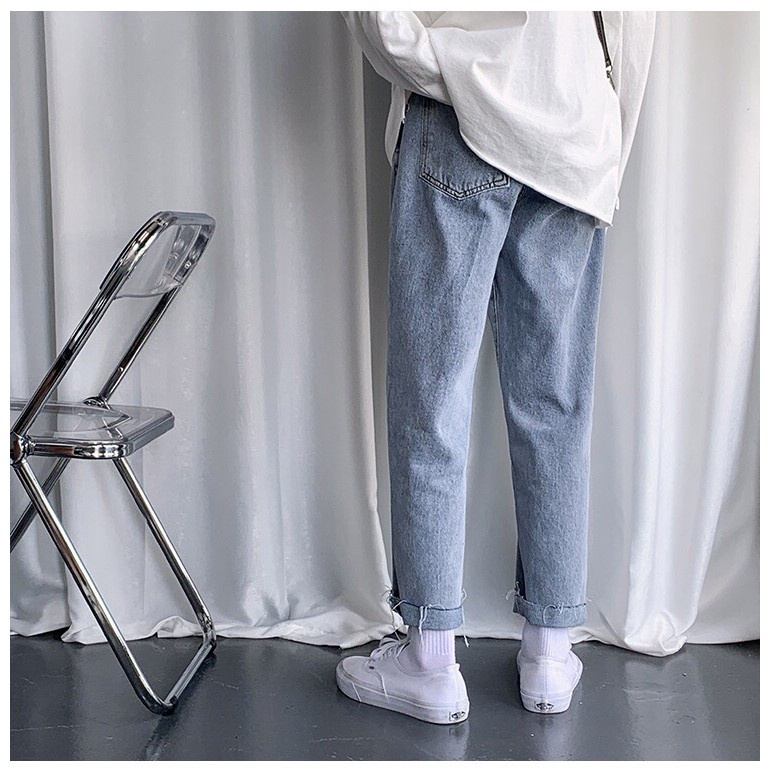 Quầnn jean nam Baggy rách gấu R-01 Style hàn quốc 2021 Benz.studio