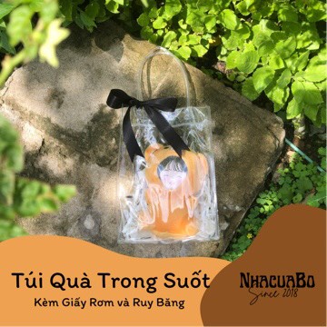Túi Quà Trong Suốt Kèm Giấy Rơm và Ruy Băng Đựng Gấu Bông In Ảnh Nhacuabo_since2018