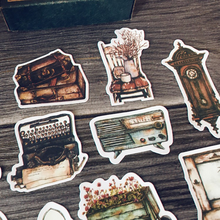 [Meobujooo] 13 sticker retro furniture dùng để trang trí sổ, notebook, bullet journal