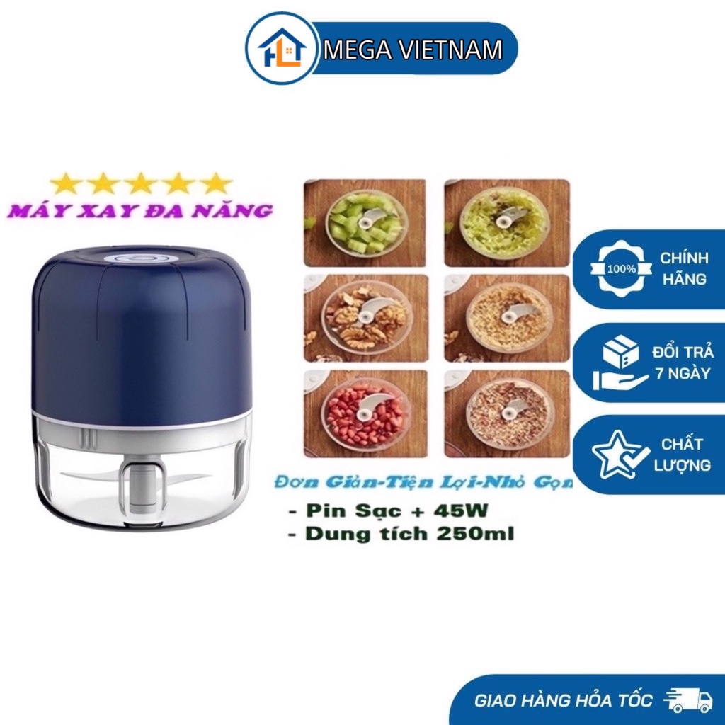 Máy Xay Mini Cầm Tay Máy Xay Thịt , Tỏi Sạc Điện Cổng Usb ( BAO HANH 3 THANG )