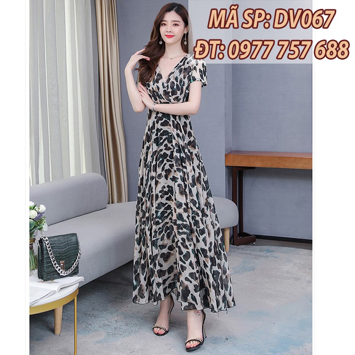 Đầm maxi dự tiệc đi đám cưới dài sang trọng cho mẹ U40 u50 có size lớn 3XL 4XL DV067