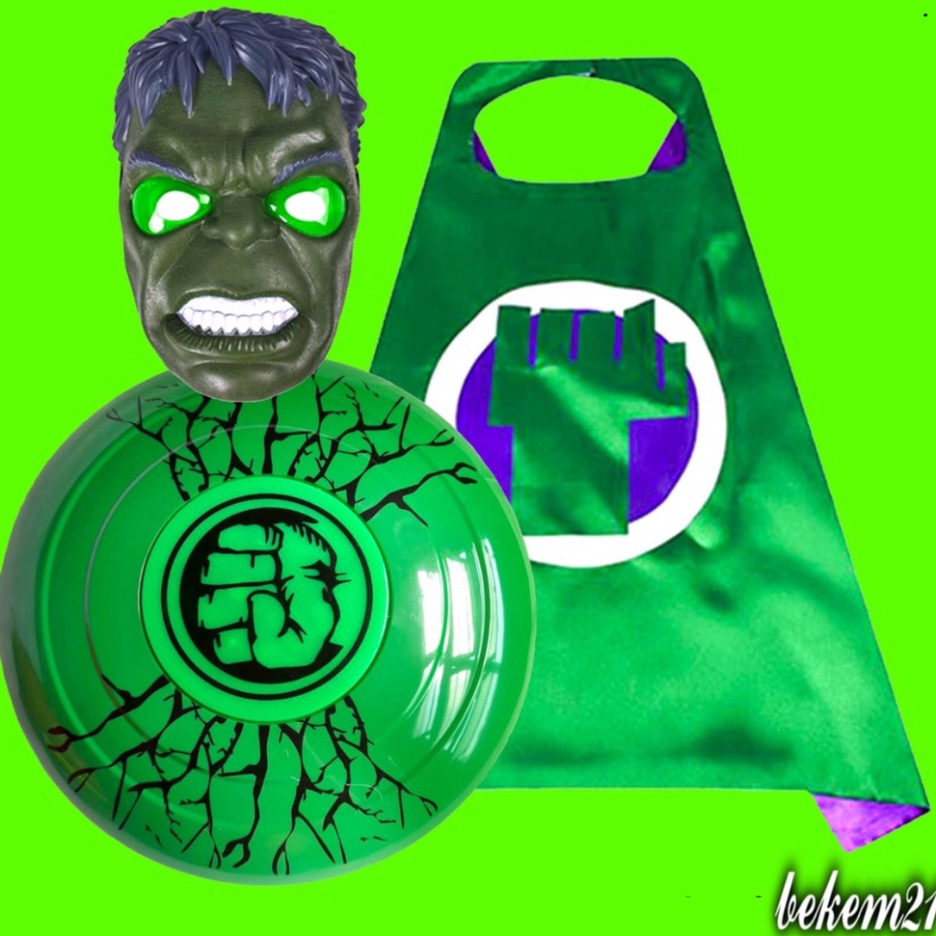 SET BỘ Mặt Nạ Khiên Áo Choàng HULK Người Khổng Lồ Xanh Trong Biệt Đội Siêu Anh Hùng Avengrs Marvel Cho Bé