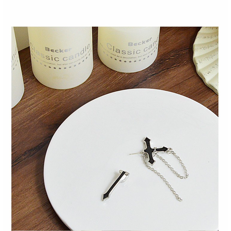 Cross Stud Earrings Chain Hip Hop Punk Earrings