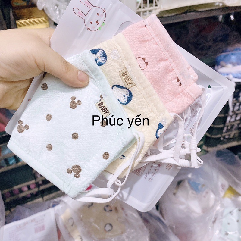 Sale !!! KHẨU TRANG XÔ XUẤT NHẬT BẰNG VẢI CÓ NÚT CHỈNH CHO BÉ (4 LỚP TÚI ZIP) (466) Shop Phúc Yến