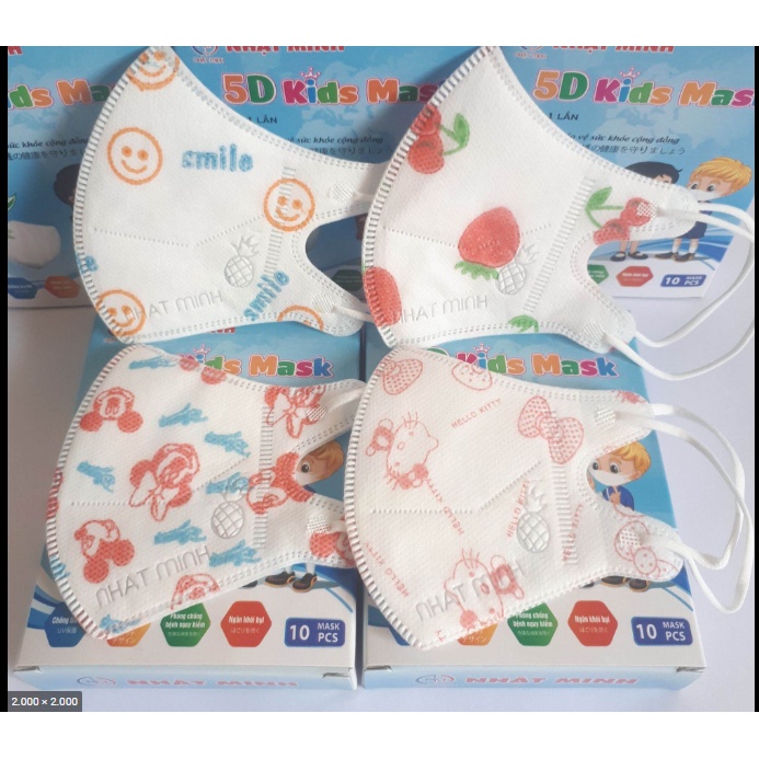 Hộp 50c Khẩu trang 5D mask cho bé từ 1 đến 4 tuổi