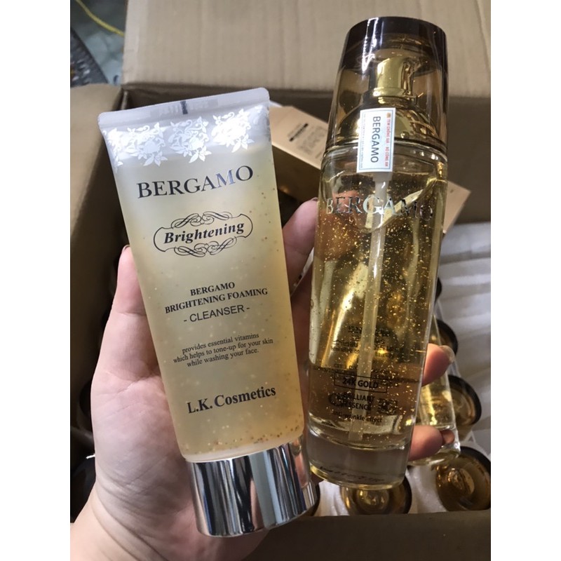 Serum Bergamo Vàng 110ml và Sữa rửa mặt tinh thể vàng bergamo