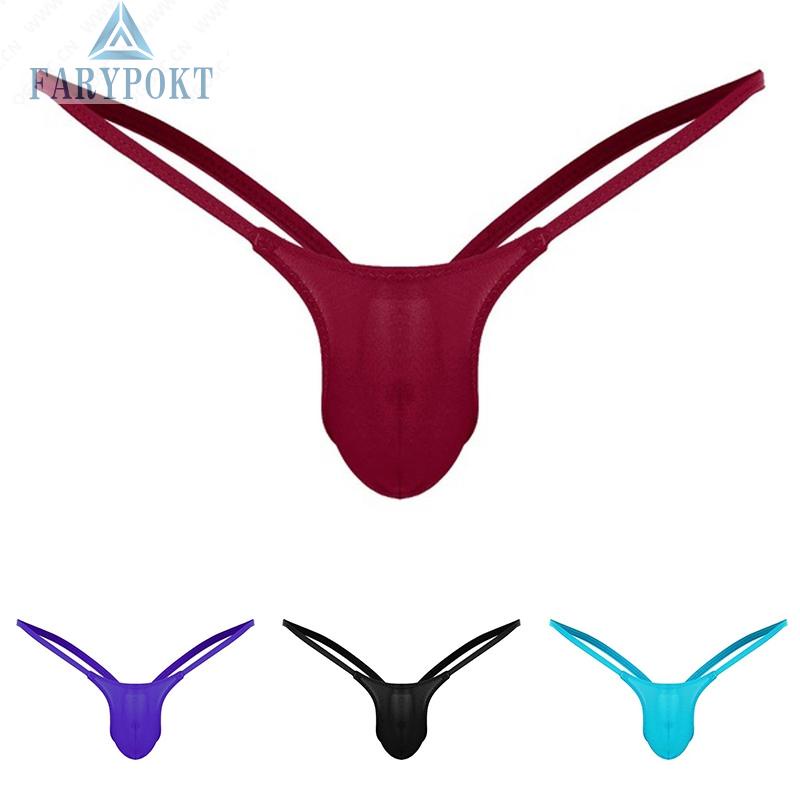 FATY~Men Underwear Solid T-back Thongs Breathable G-strings Knickers Underpants