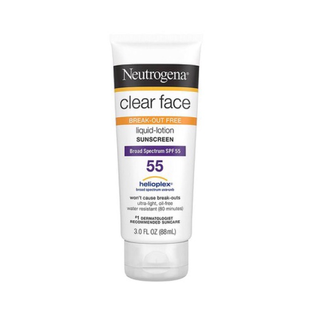 Kem chống nắng Neutrogena Clear Face spf 55 dành riêng cho da mặt, thích hợp dùng cho da dầu, da nhạy cảm
